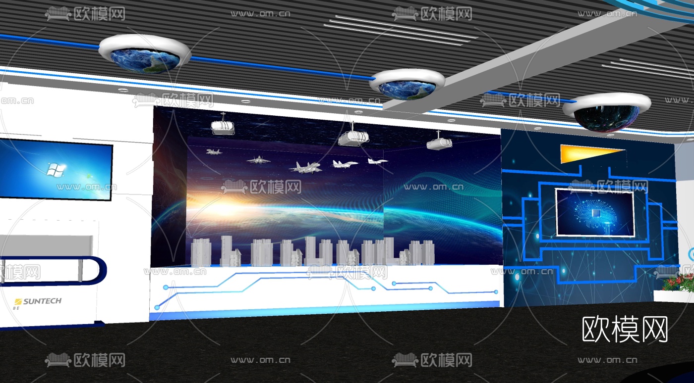 现代科技展数字展厅su模型下载（渲染图2）