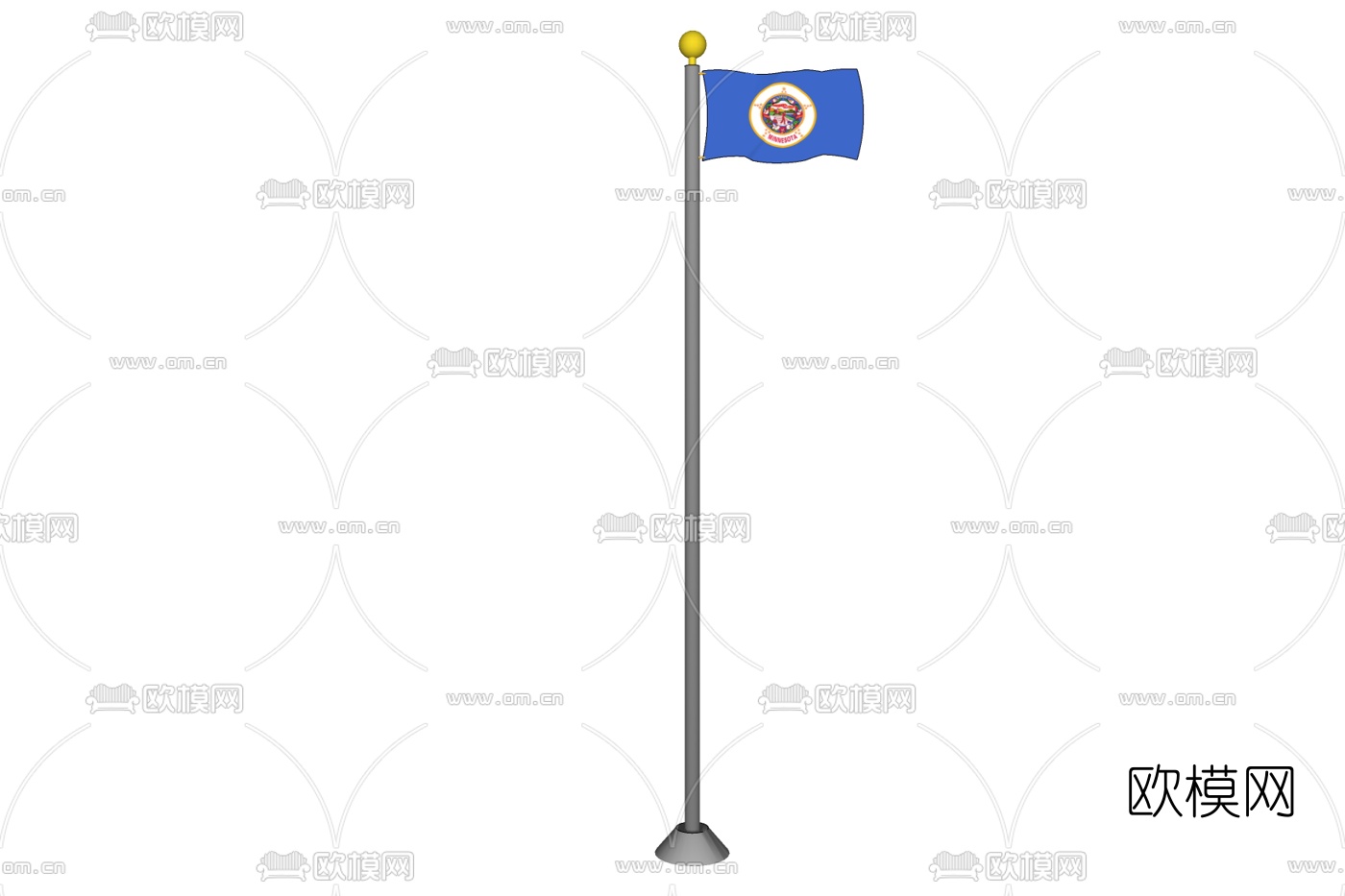 现代国旗旗帜免费su模型下载