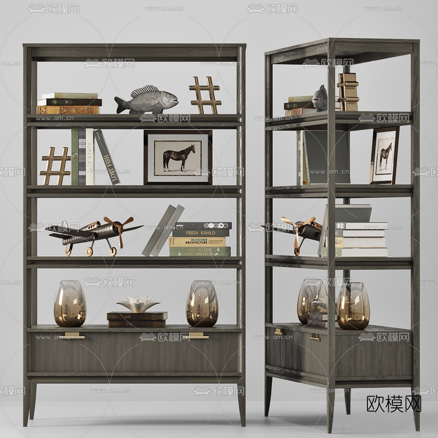 北欧实木储物柜3d模型下载