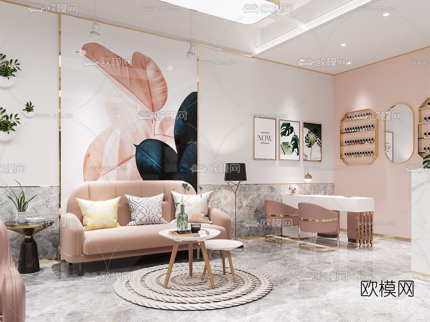 北欧网红理发店3d模型下载（渲染图2）