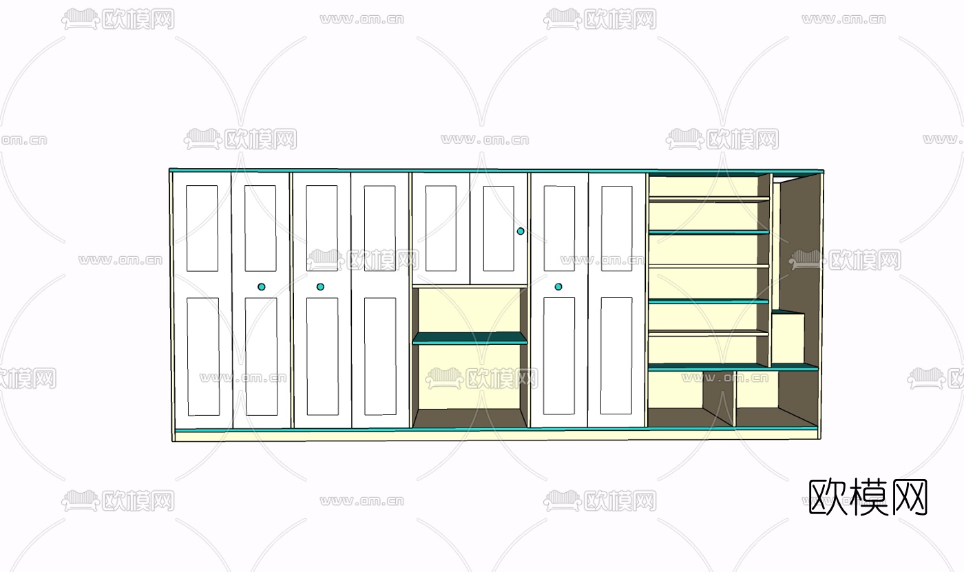 现代实木衣柜免费su模型下载