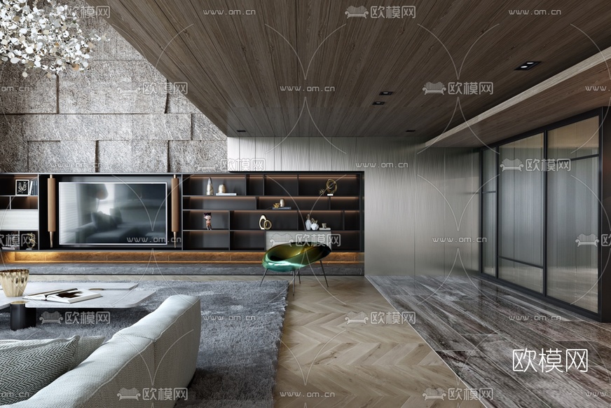 工业风客厅3d模型下载(渲染图1)
