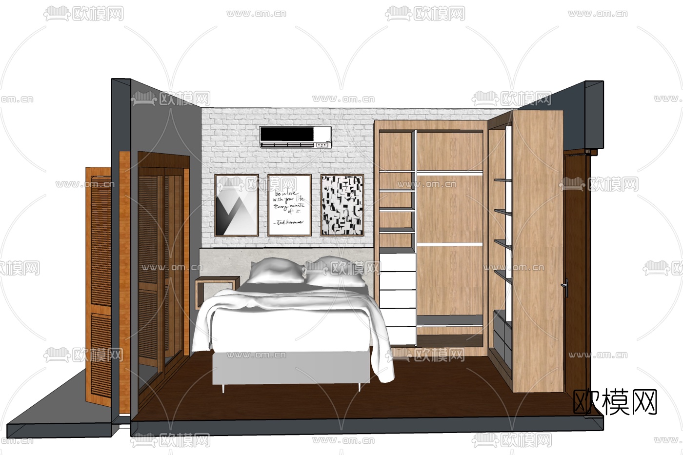 北欧卧室免费su模型下载