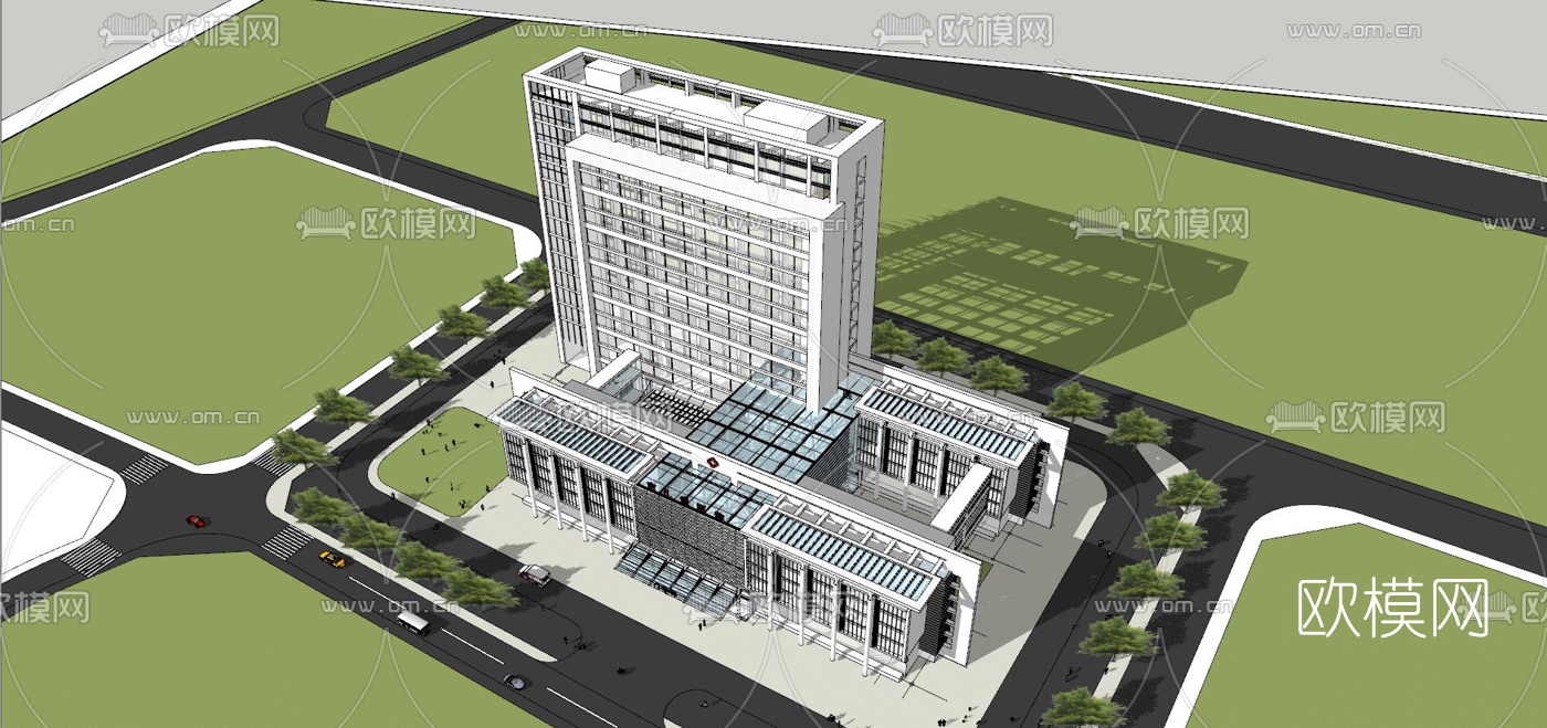 现代儿童医院su模型下载（渲染图3）