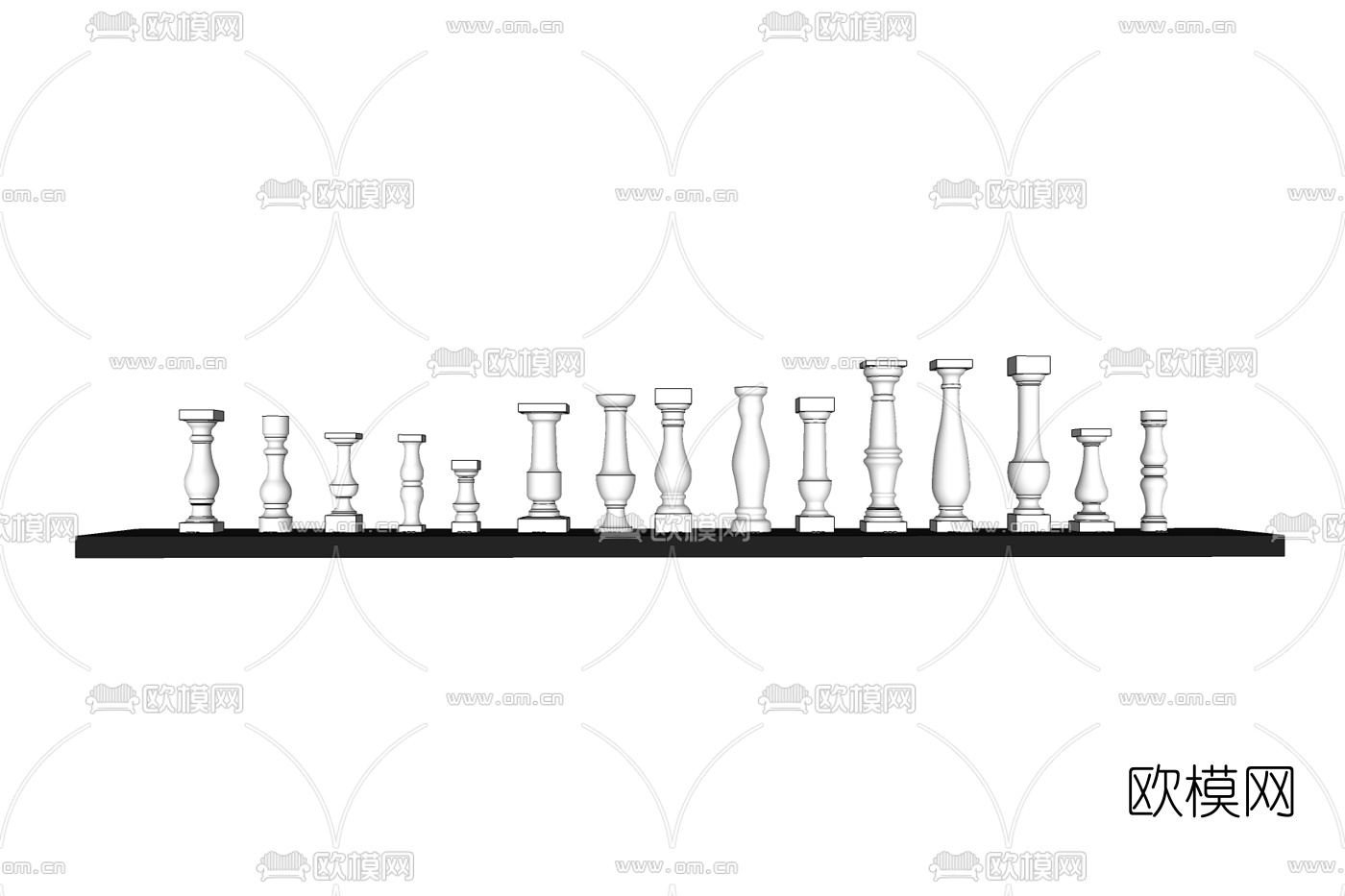 现代阳台柱子免费su模型下载