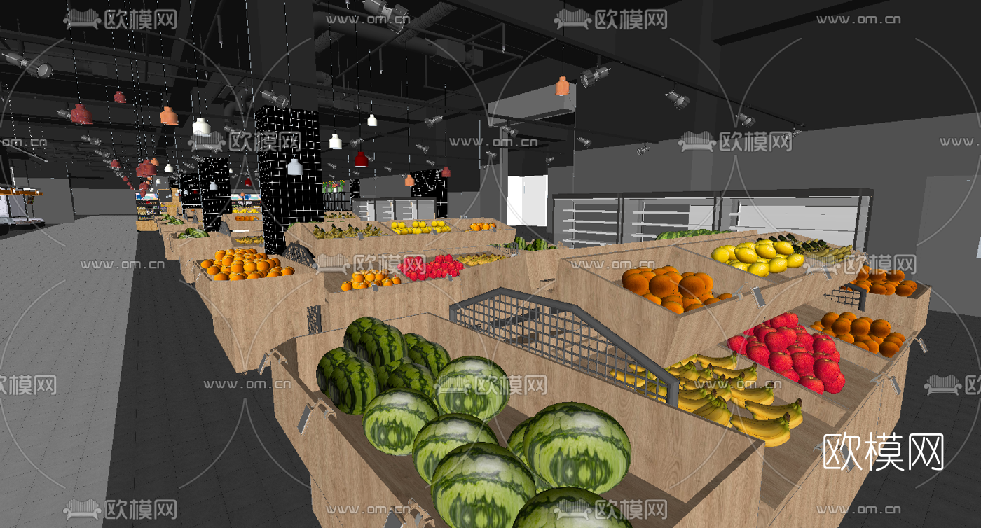 现代生鲜超市su模型下载（渲染图4）