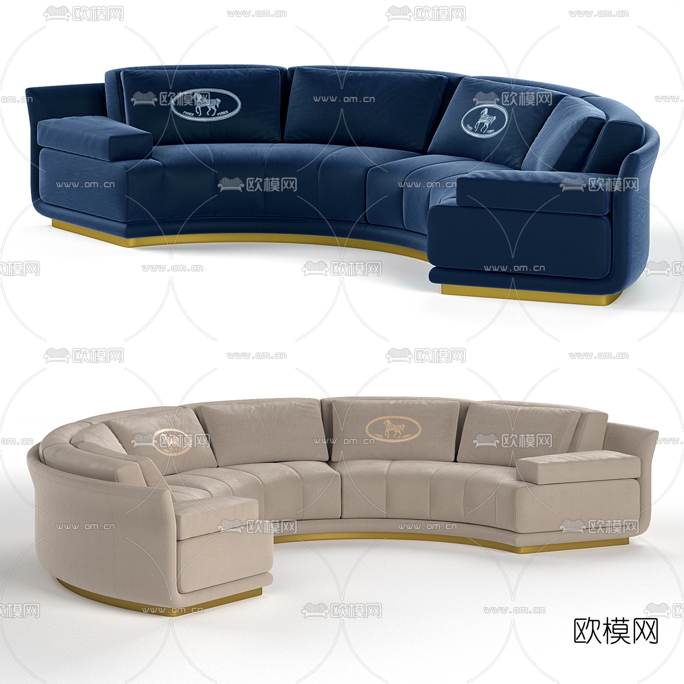 现代弧形多人沙发3d模型