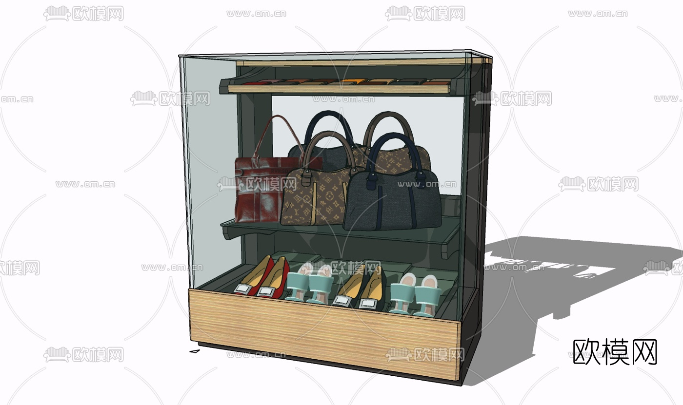 现代超市展柜免费su模型下载