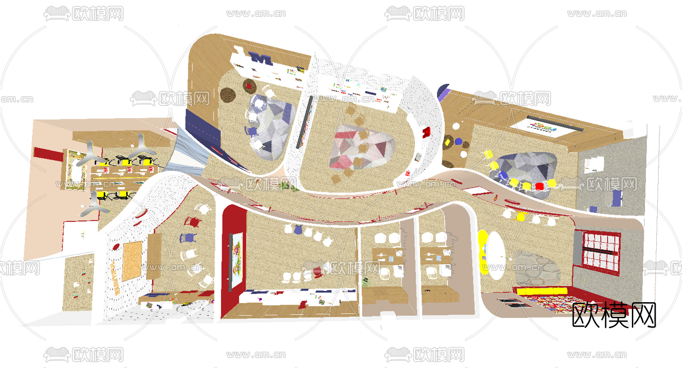 北欧儿童教室活动室su模型下载（渲染图5）