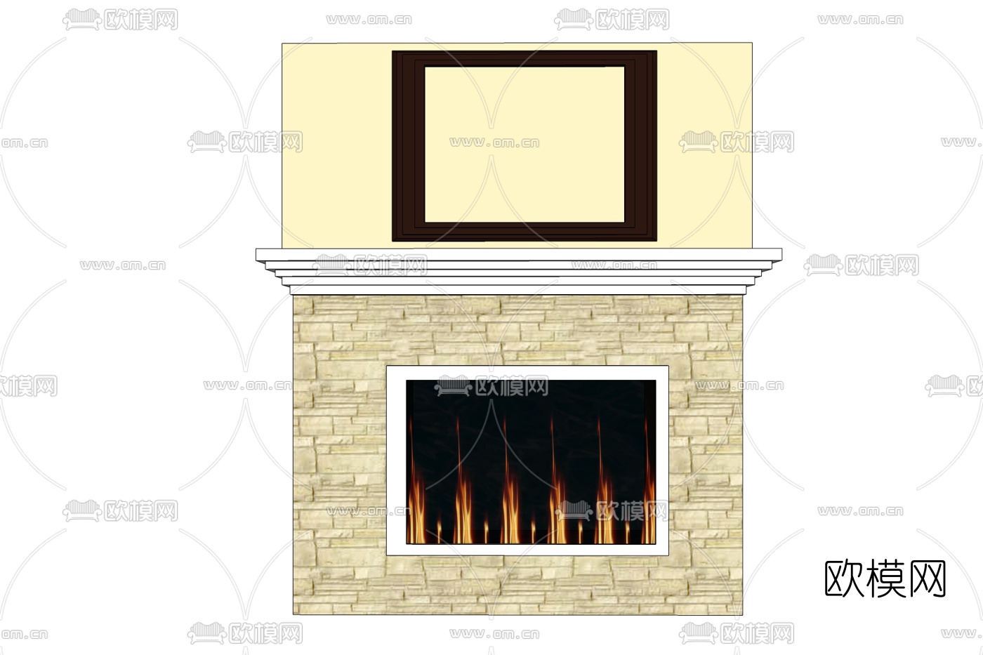 欧式壁炉免费su模型下载