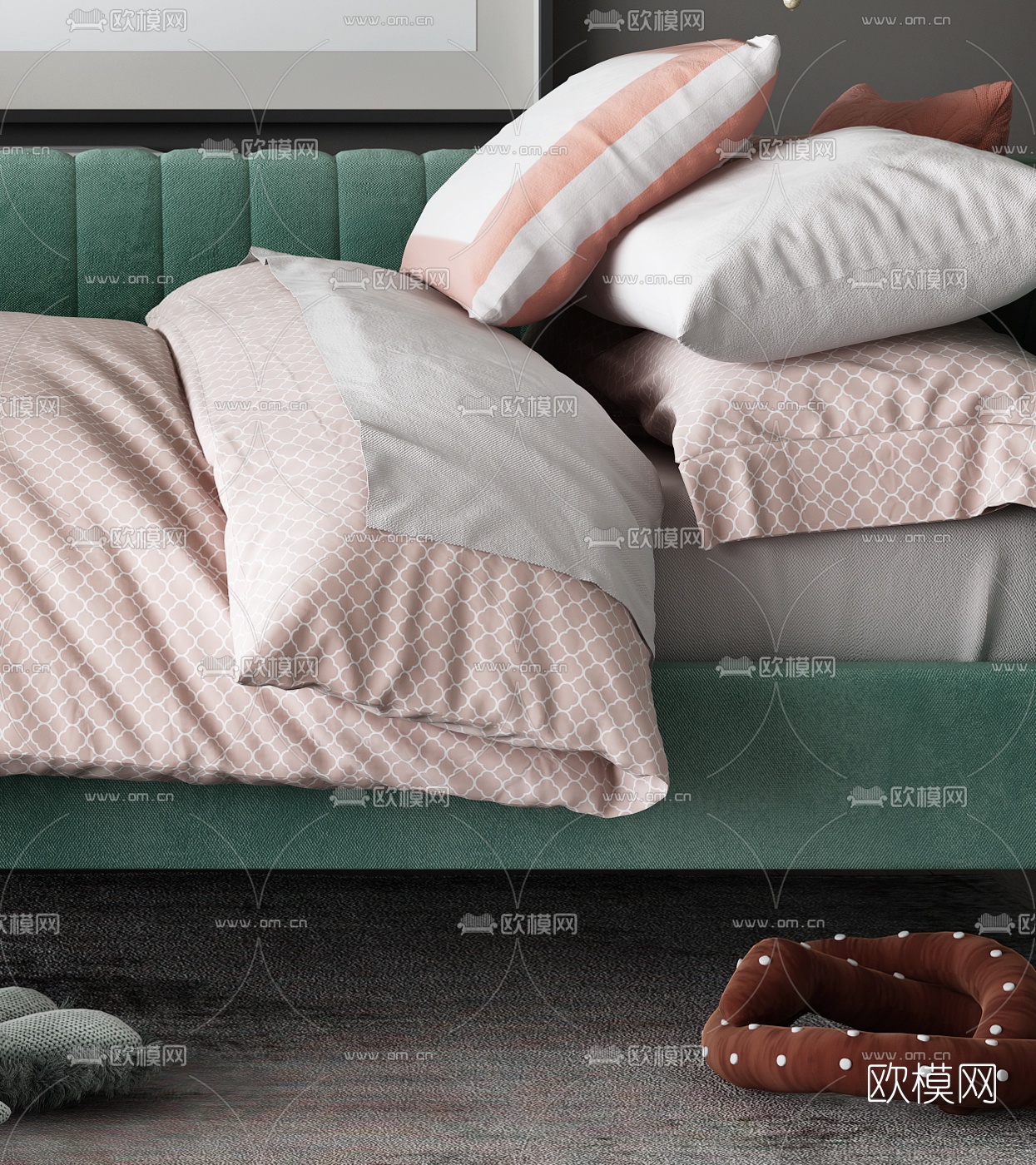 现代布艺沙发床3d模型下载（渲染图3）