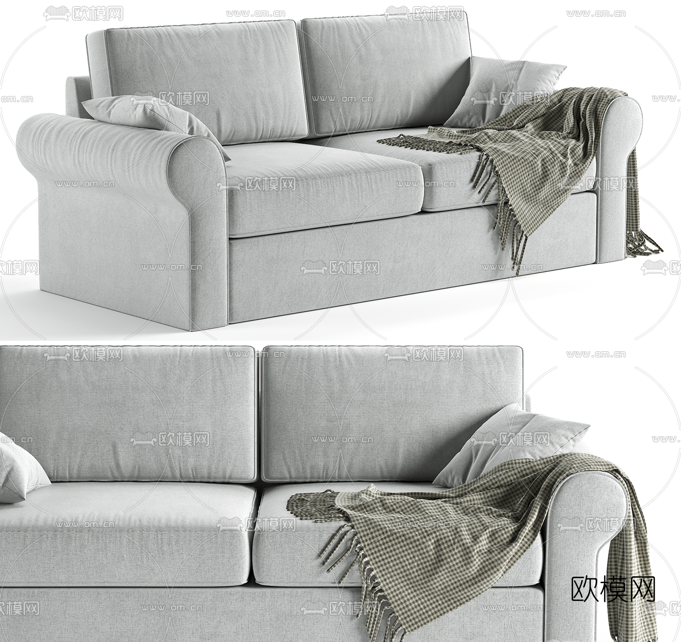现代布艺双人沙发3d模型下载