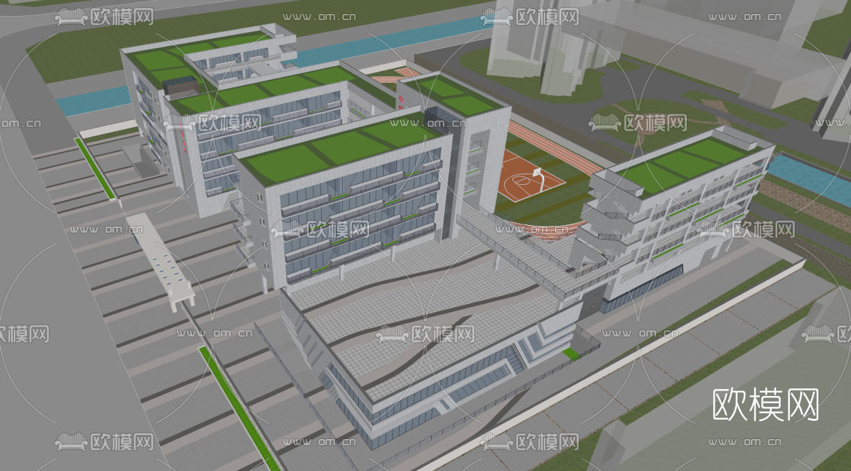 现代学校su模型下载（渲染图3）