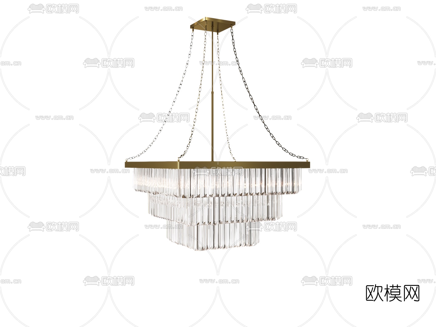 现代轻奢金属水晶吊灯组合3d模型下载（渲染图3）