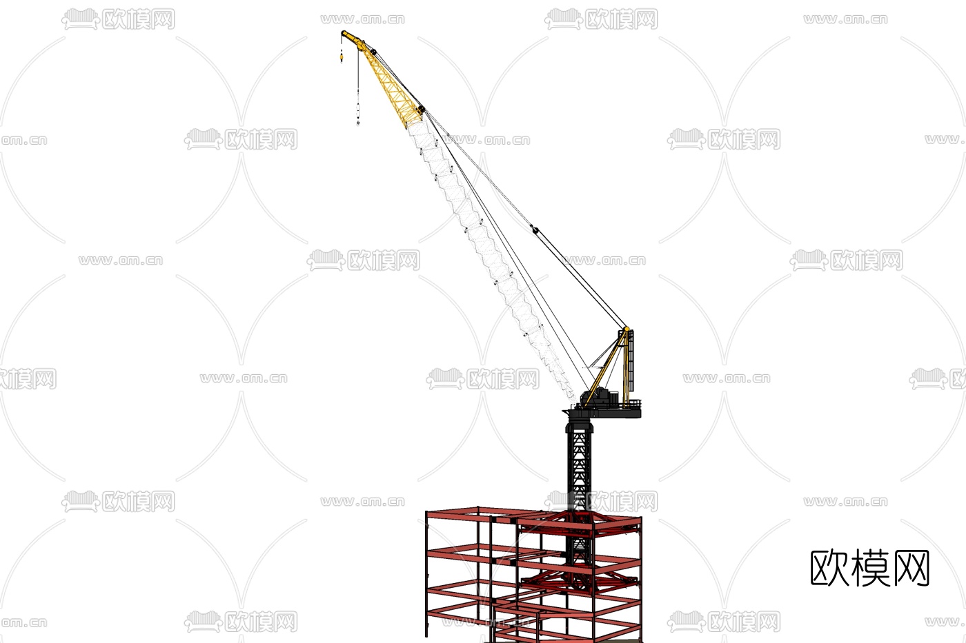 现代塔吊式起重机免费su模型下载