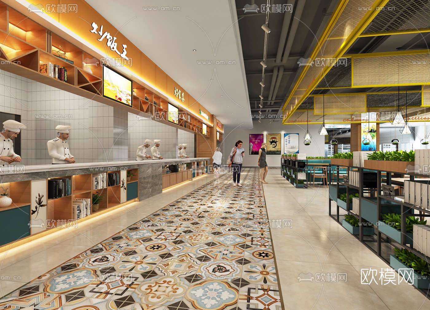 现代员工食堂快餐厅3d模型
