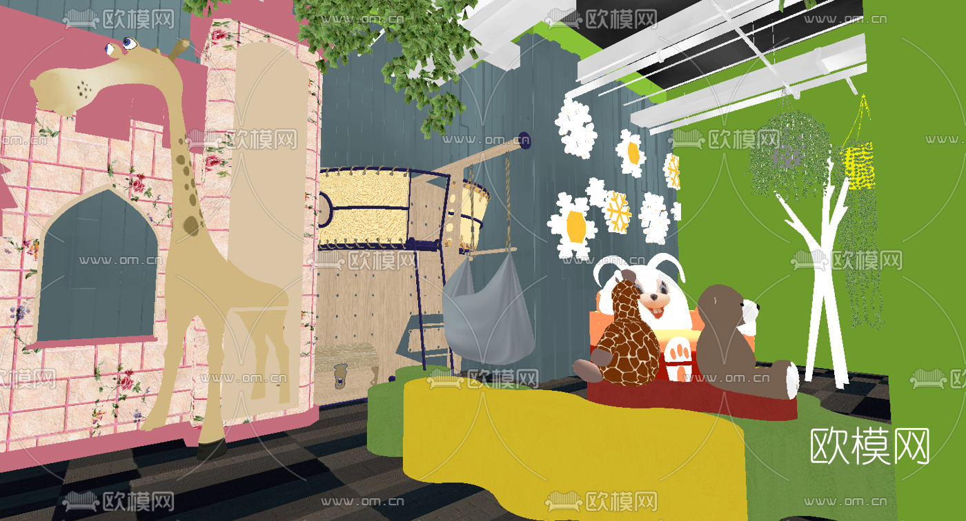 现代儿童活动室su模型下载（渲染图3）