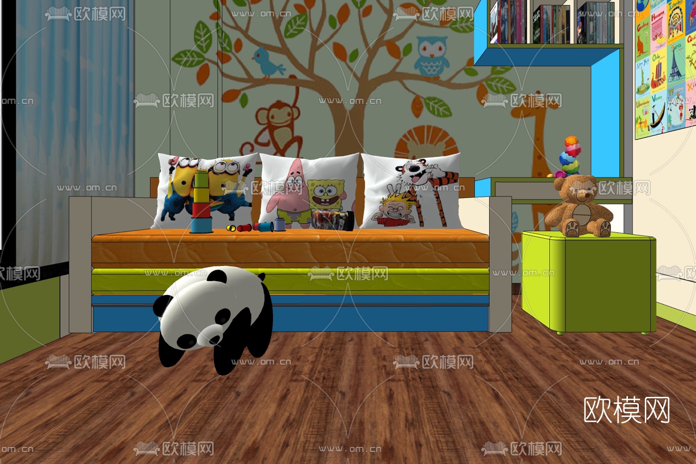 现代儿童房免费su模型下载