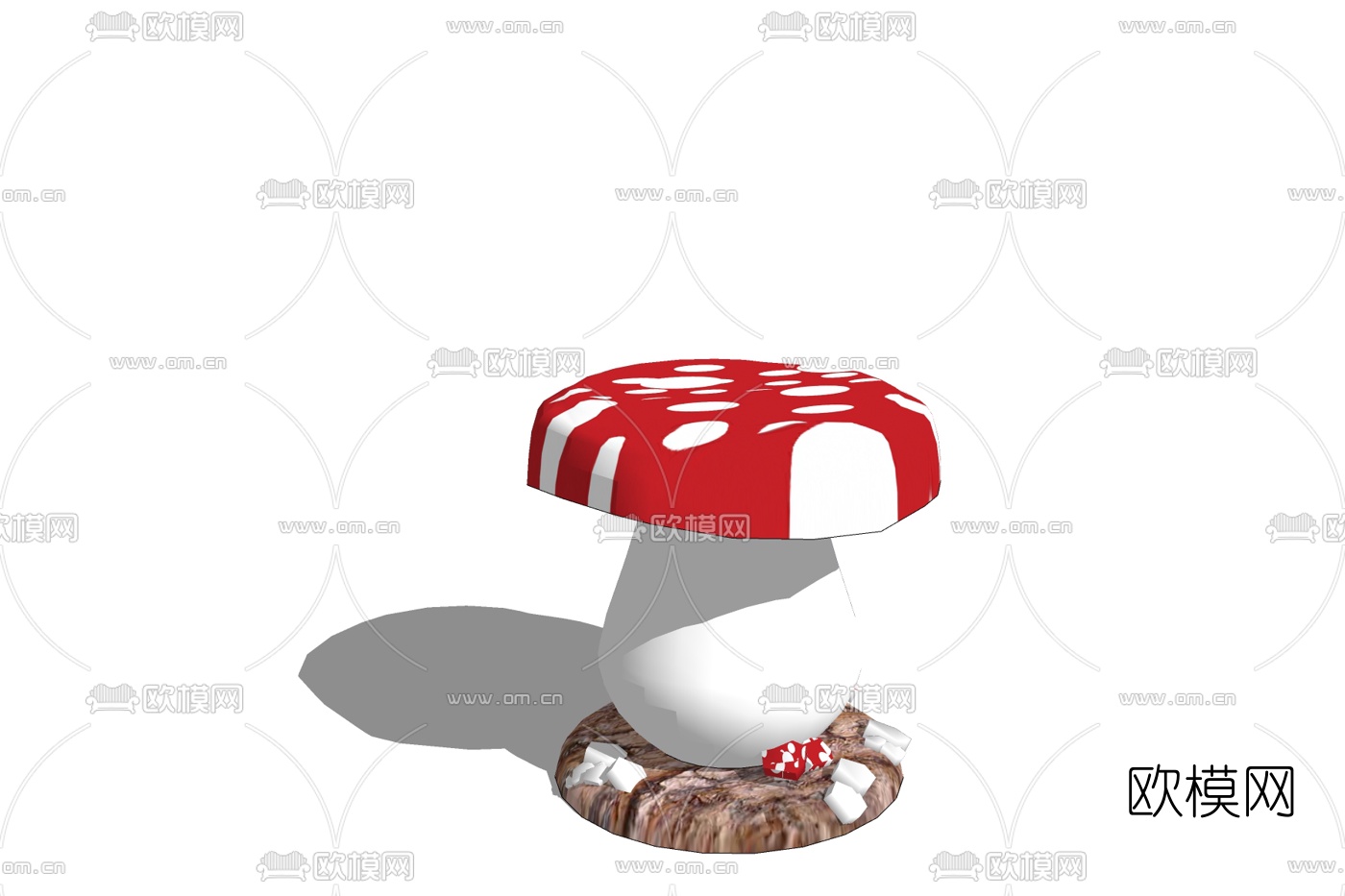 现代蘑菇雕塑景观小品免费su模型下载