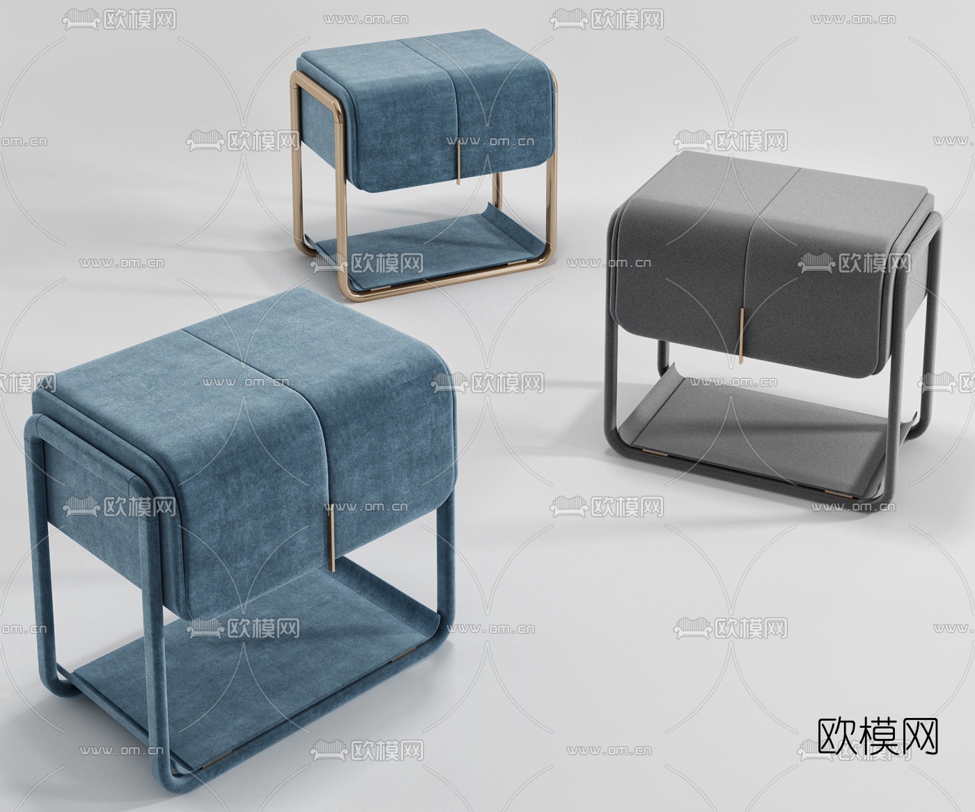 现代轻奢布艺凳子3d模型下载