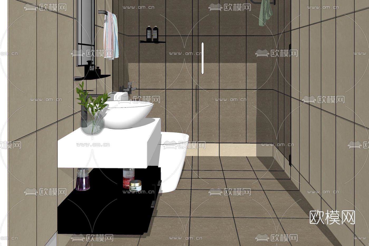 现代简约浴室免费su模型下载