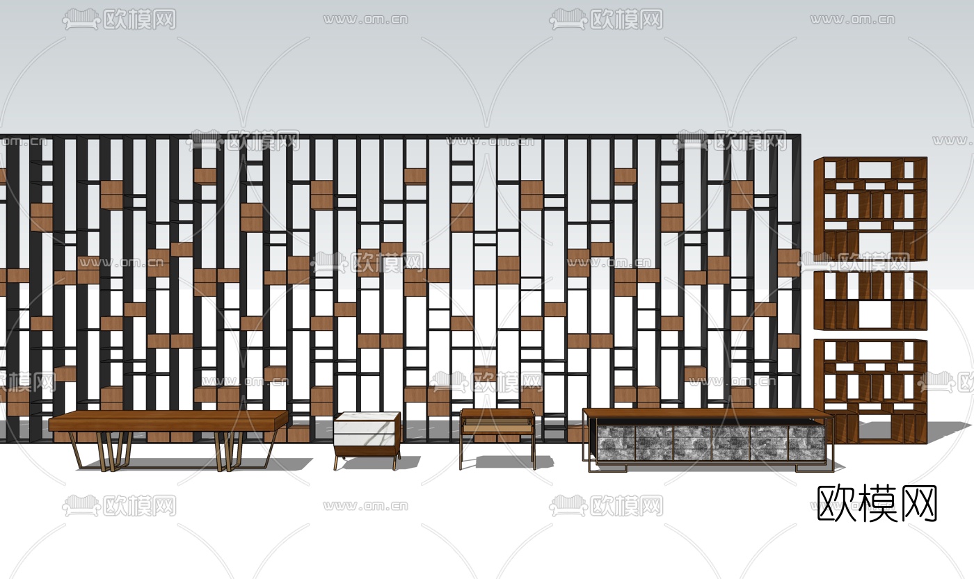 现代展柜货架su模型下载（渲染图1）