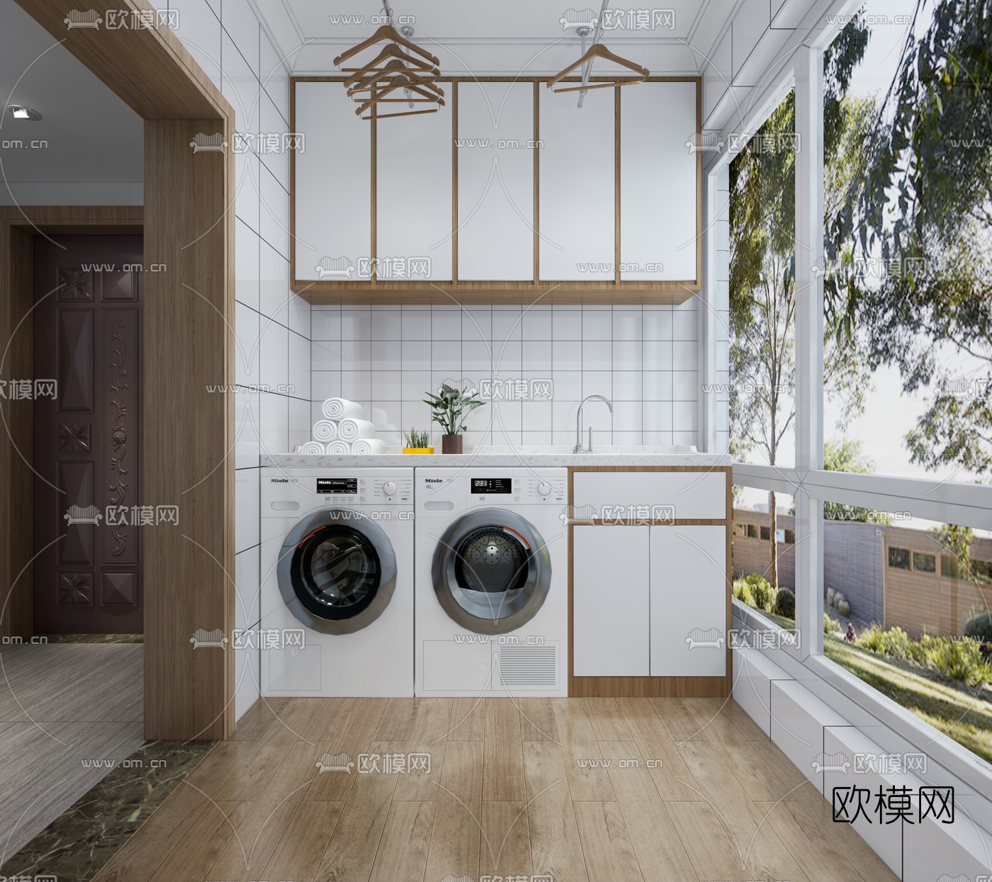 北欧客厅餐厅阳台3d模型下载（渲染图3）