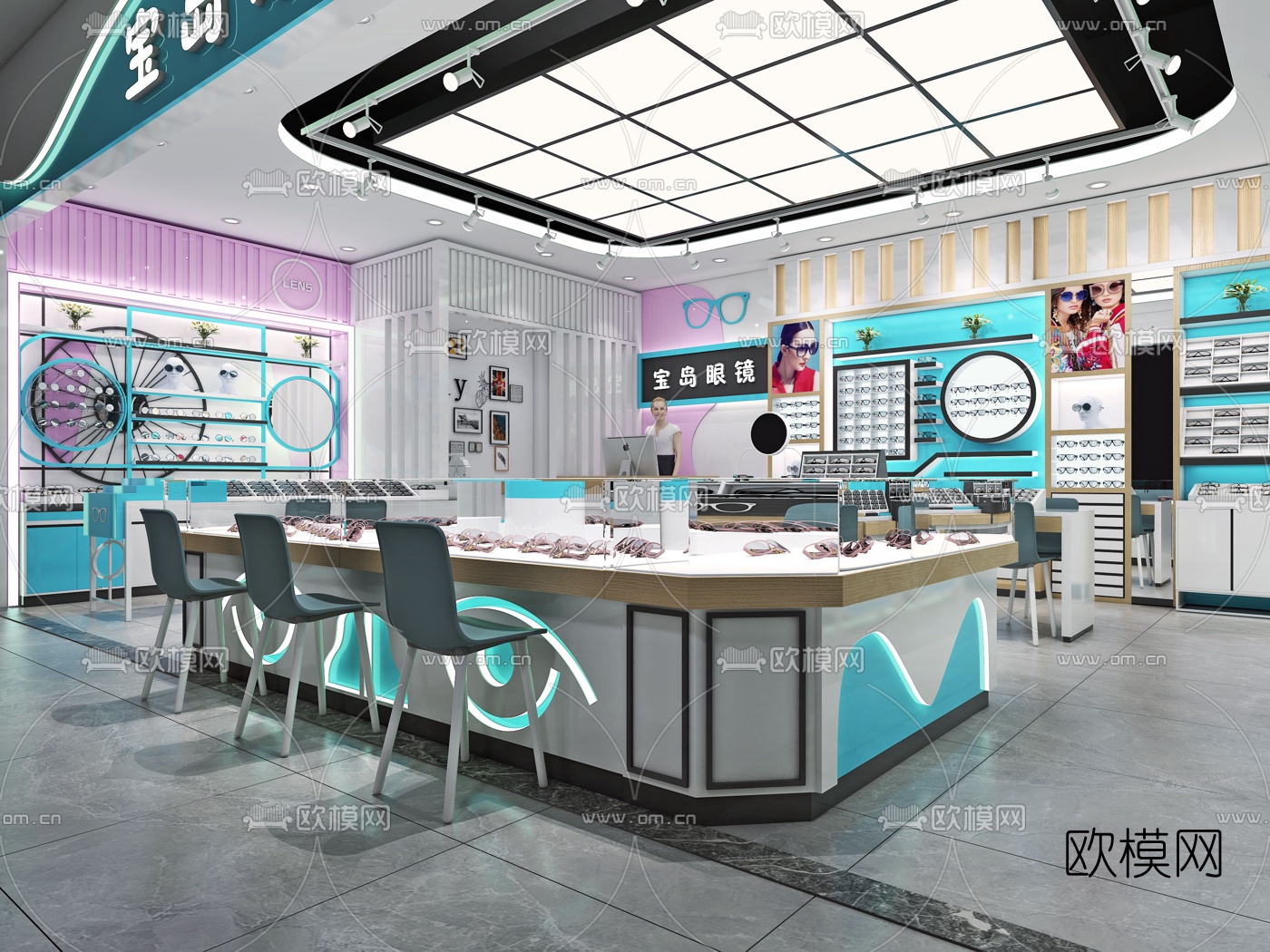 现代眼镜店3d模型