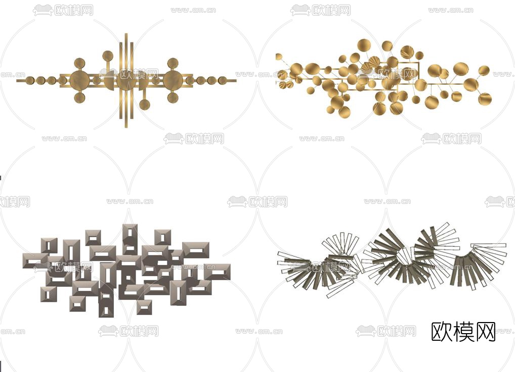 后现代金属墙饰挂件su模型下载