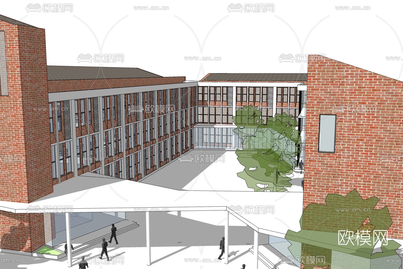 现代教学楼免费su模型下载