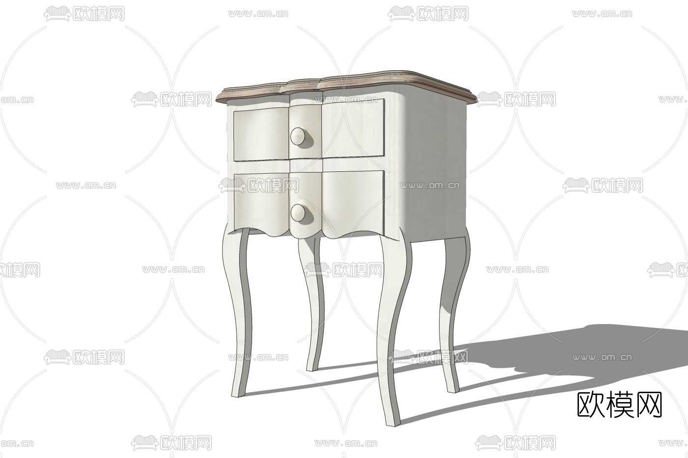 欧式实木床头柜免费su模型下载