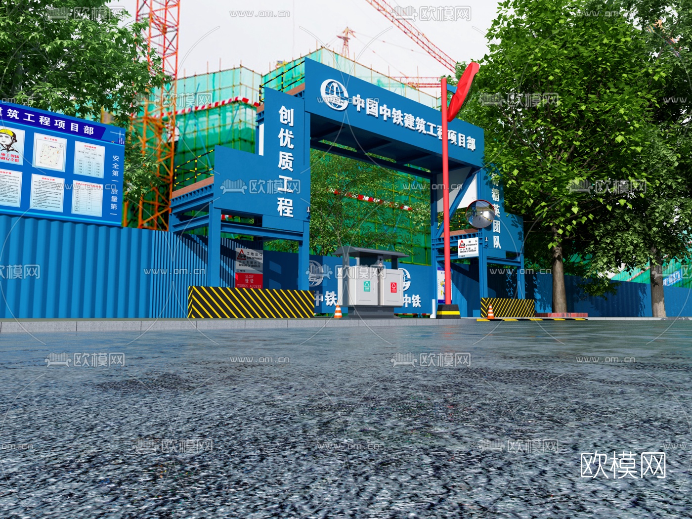 工业风建筑工地大门构件外观3d模型下载（渲染图6）