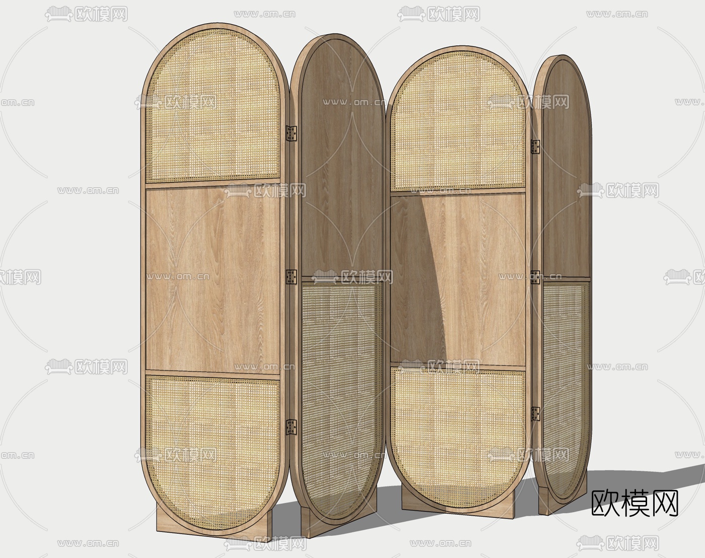 现代竹编屏风隔断su模型下载