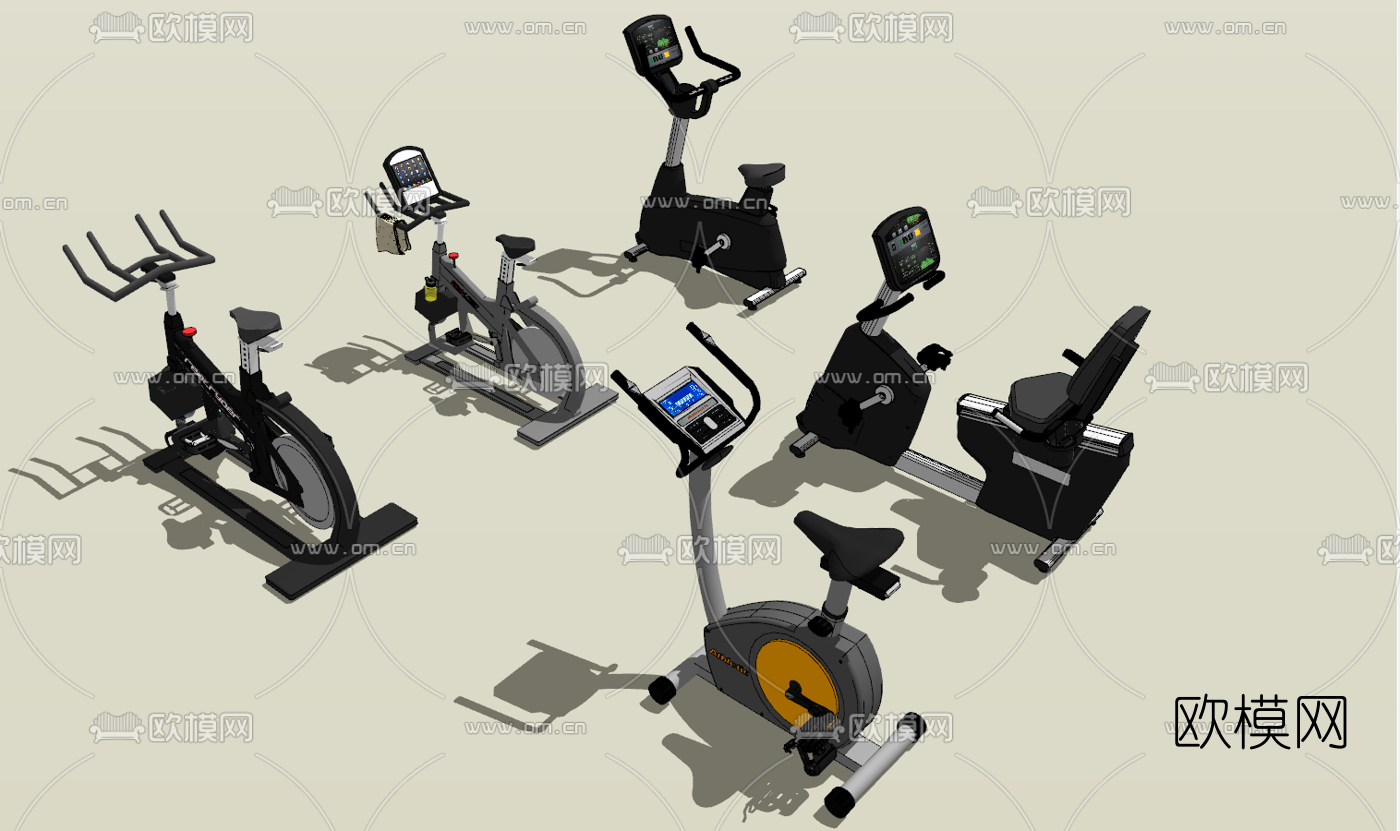 现代健身器械su模型下载（渲染图1）