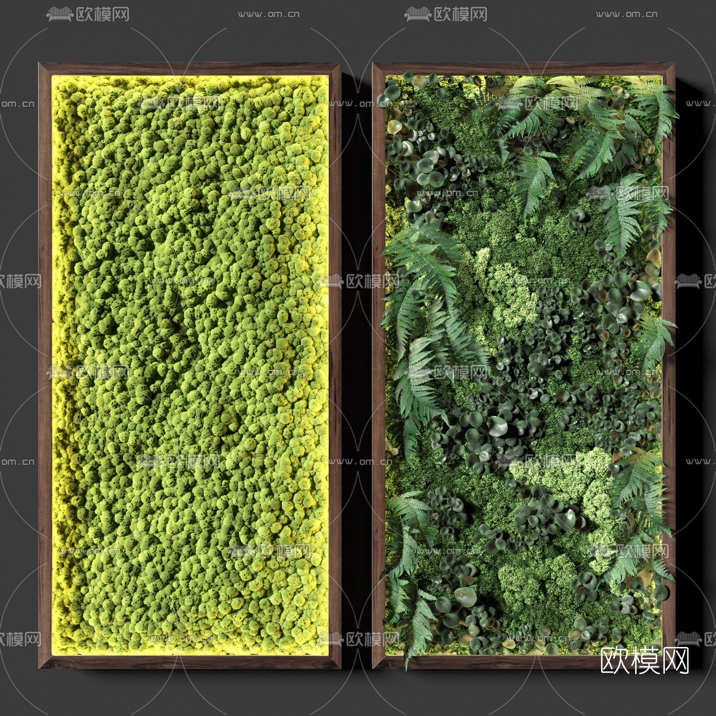 现代苔藓植物墙3d模型下载