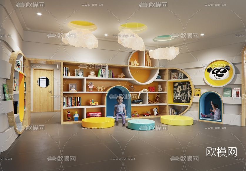 现代儿童教育培训机构3d模型下载(渲染图4)