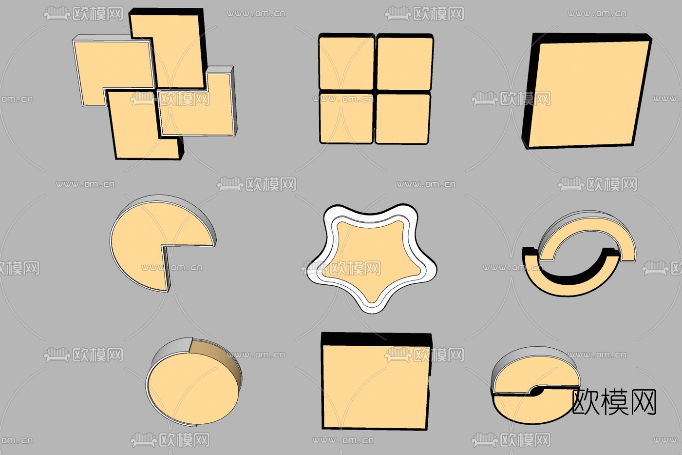 现代吸顶灯免费su模型下载