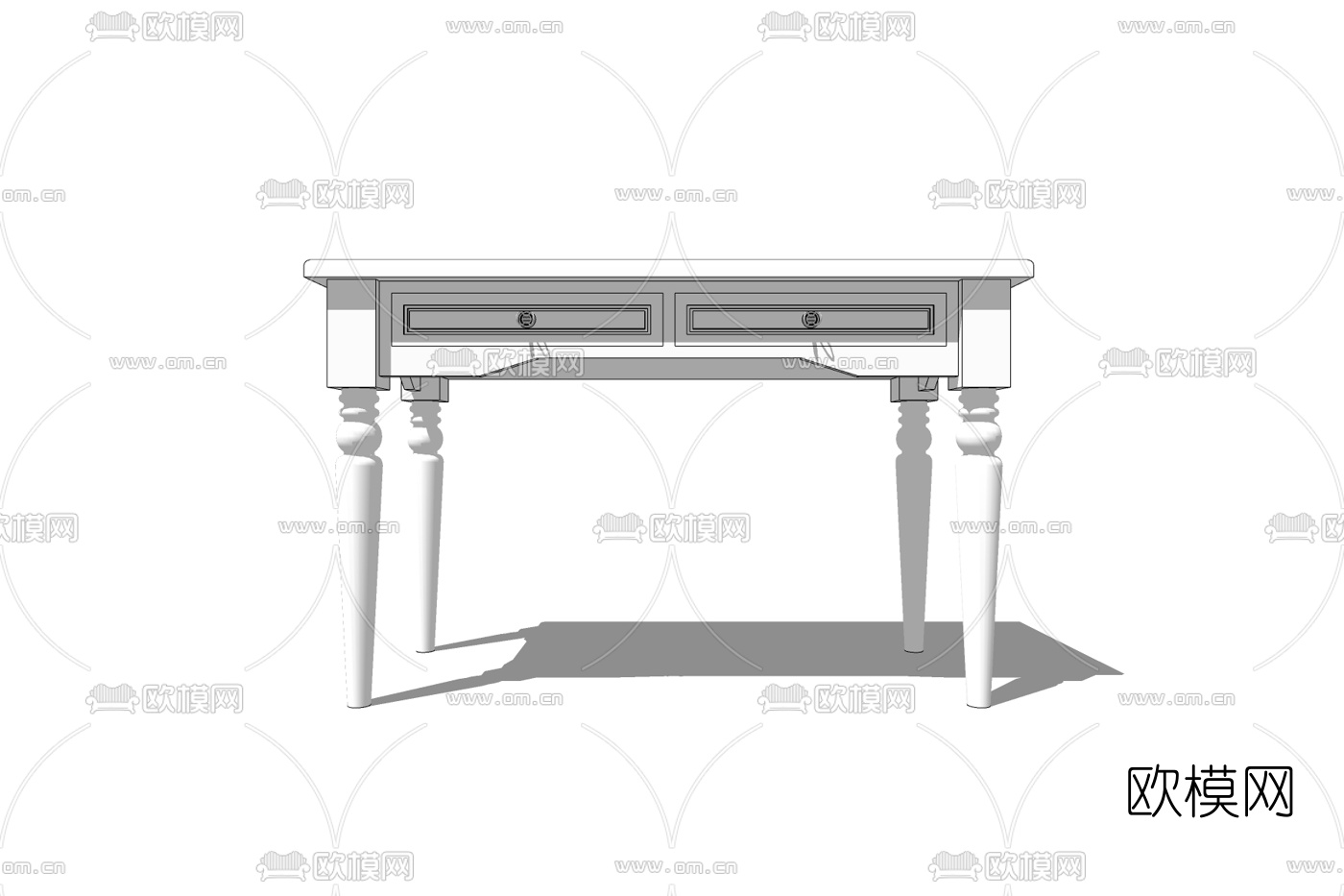 欧式实木书桌免费su模型下载