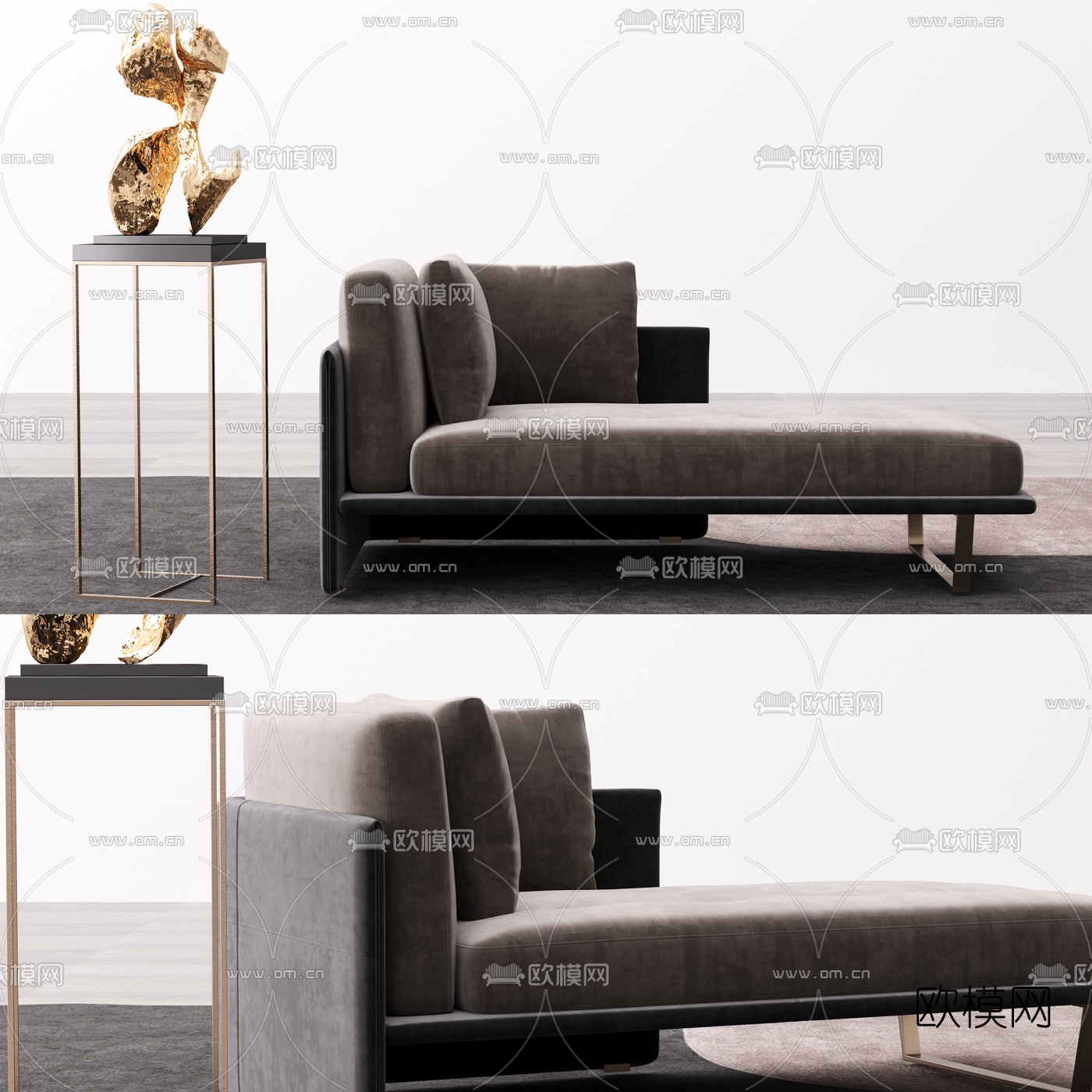 现代布艺贵妃椅3d模型下载