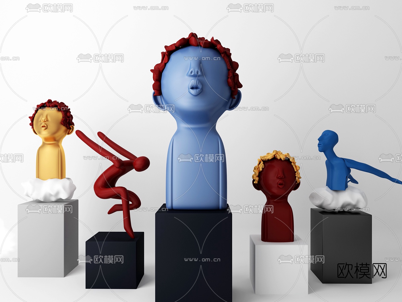 现代人物雕塑摆件3d模型下载