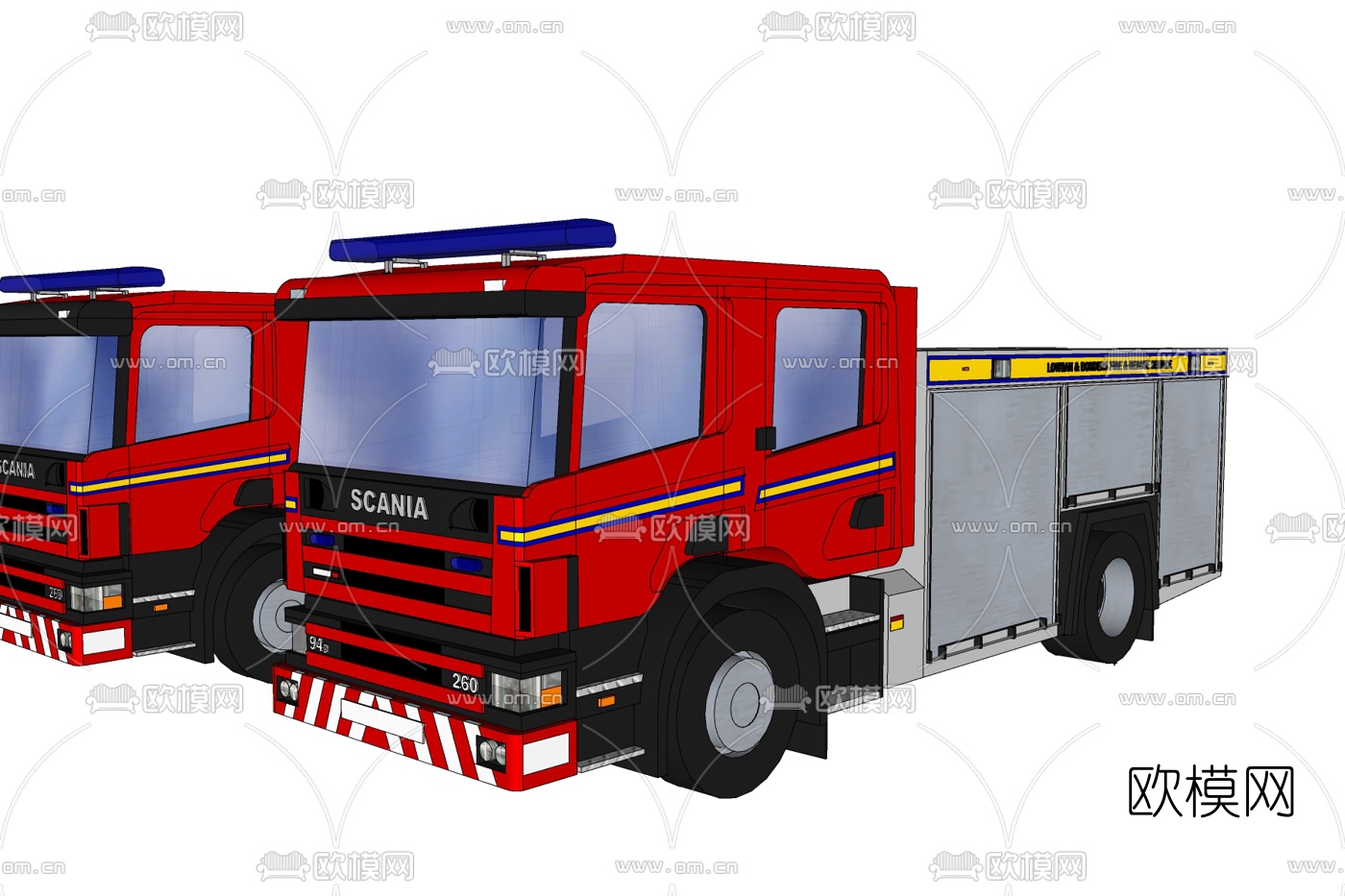 现代消防车免费su模型下载