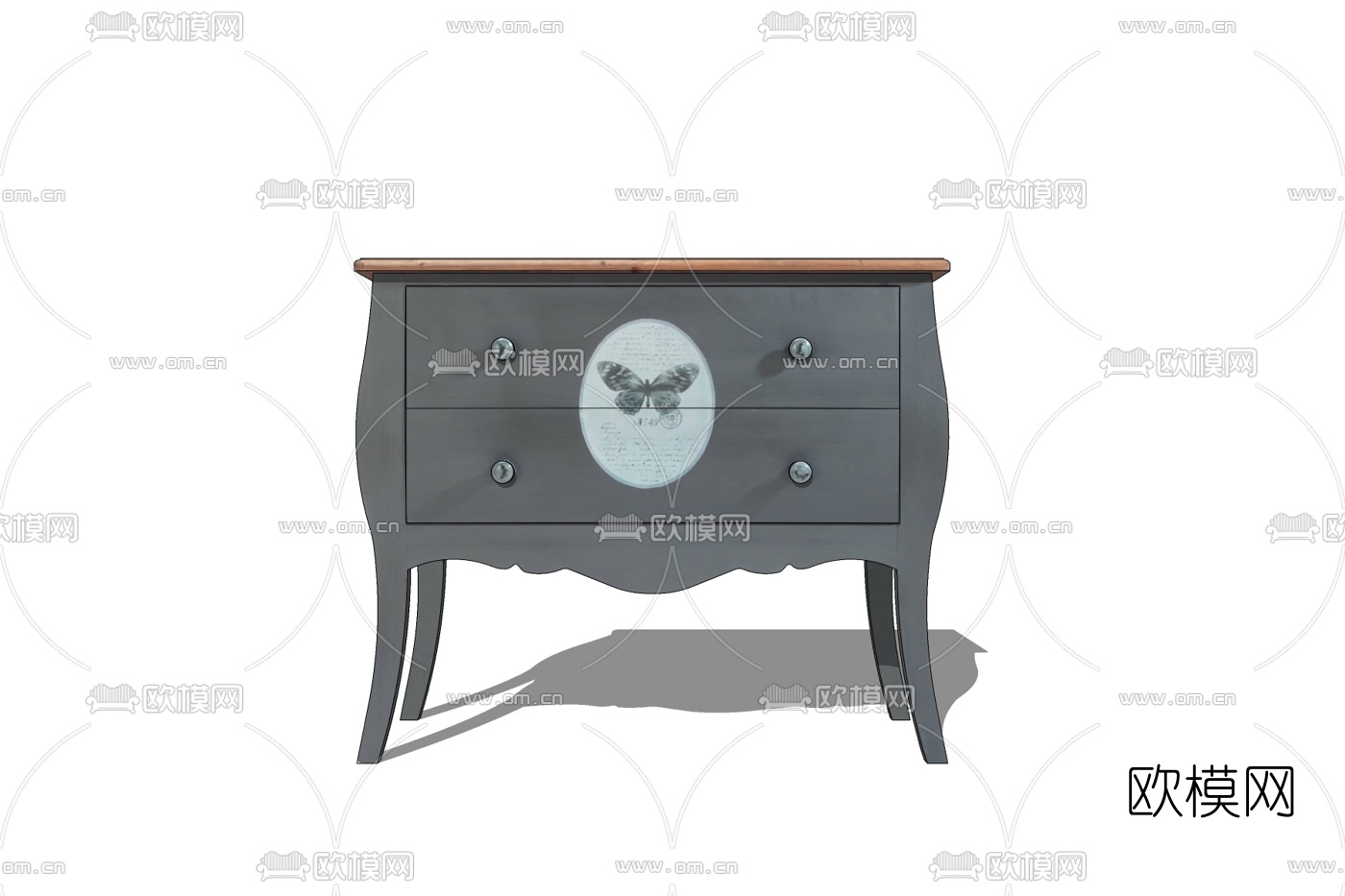 欧式实木床头柜免费su模型下载