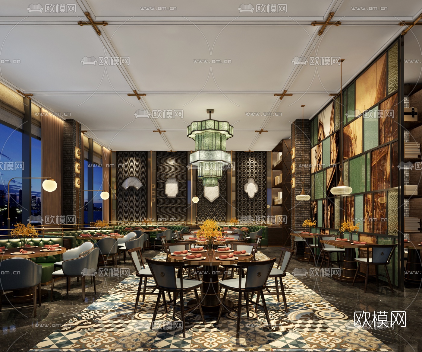东南亚西餐厅3d模型下载