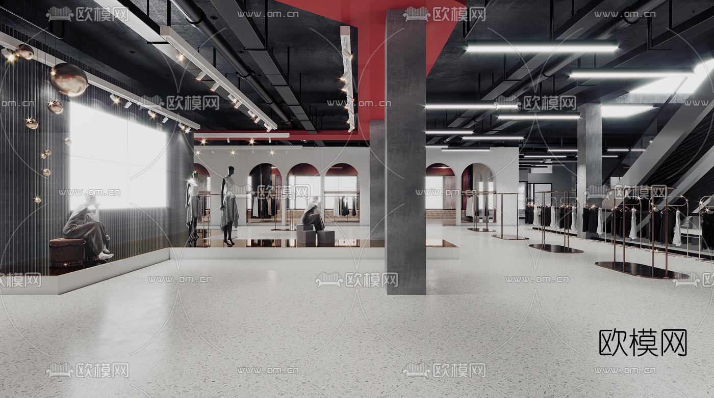 工业风女士服装店3d模型下载（渲染图7）