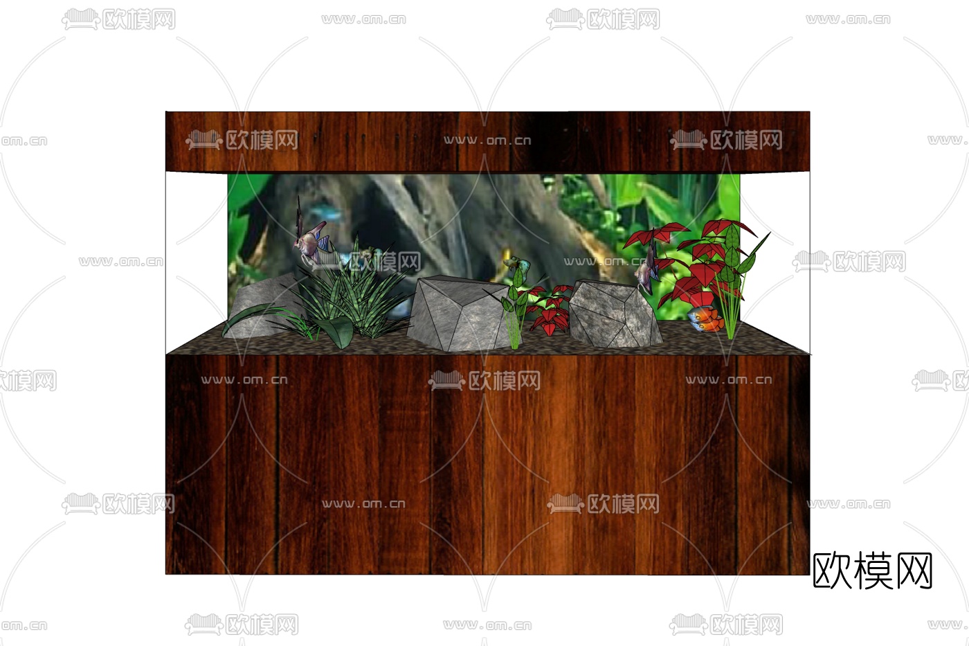 现代玻璃鱼缸免费su模型下载