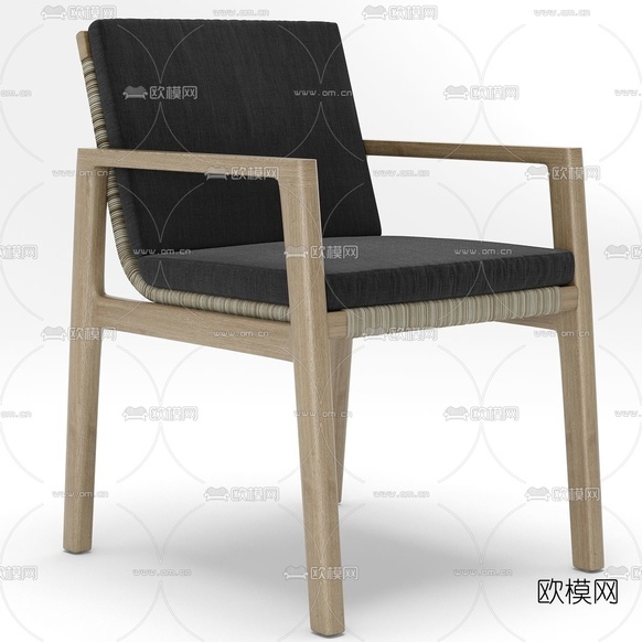 现代实木餐桌椅3d模型下载(渲染图3)