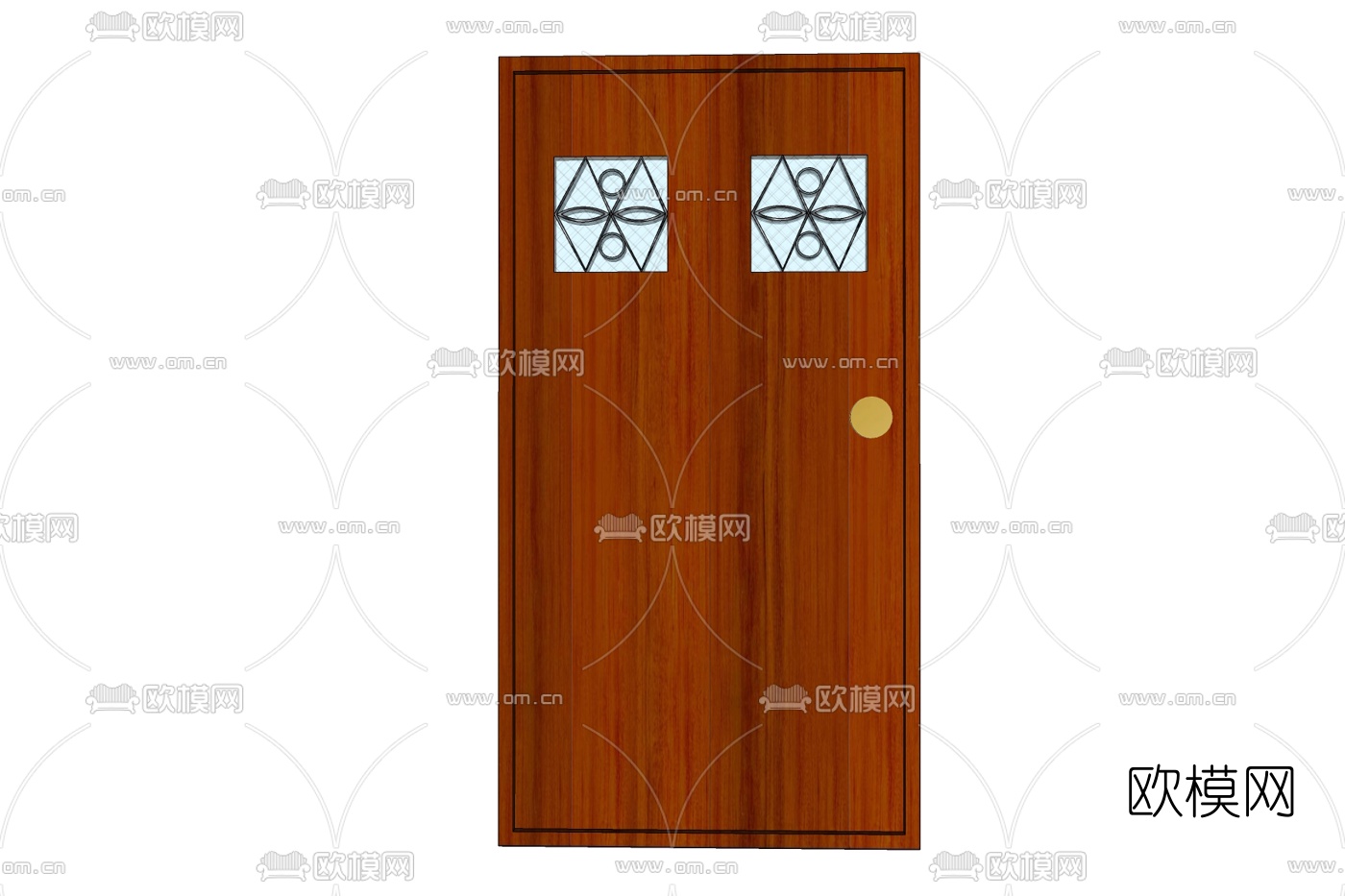 新中式房门免费su模型下载