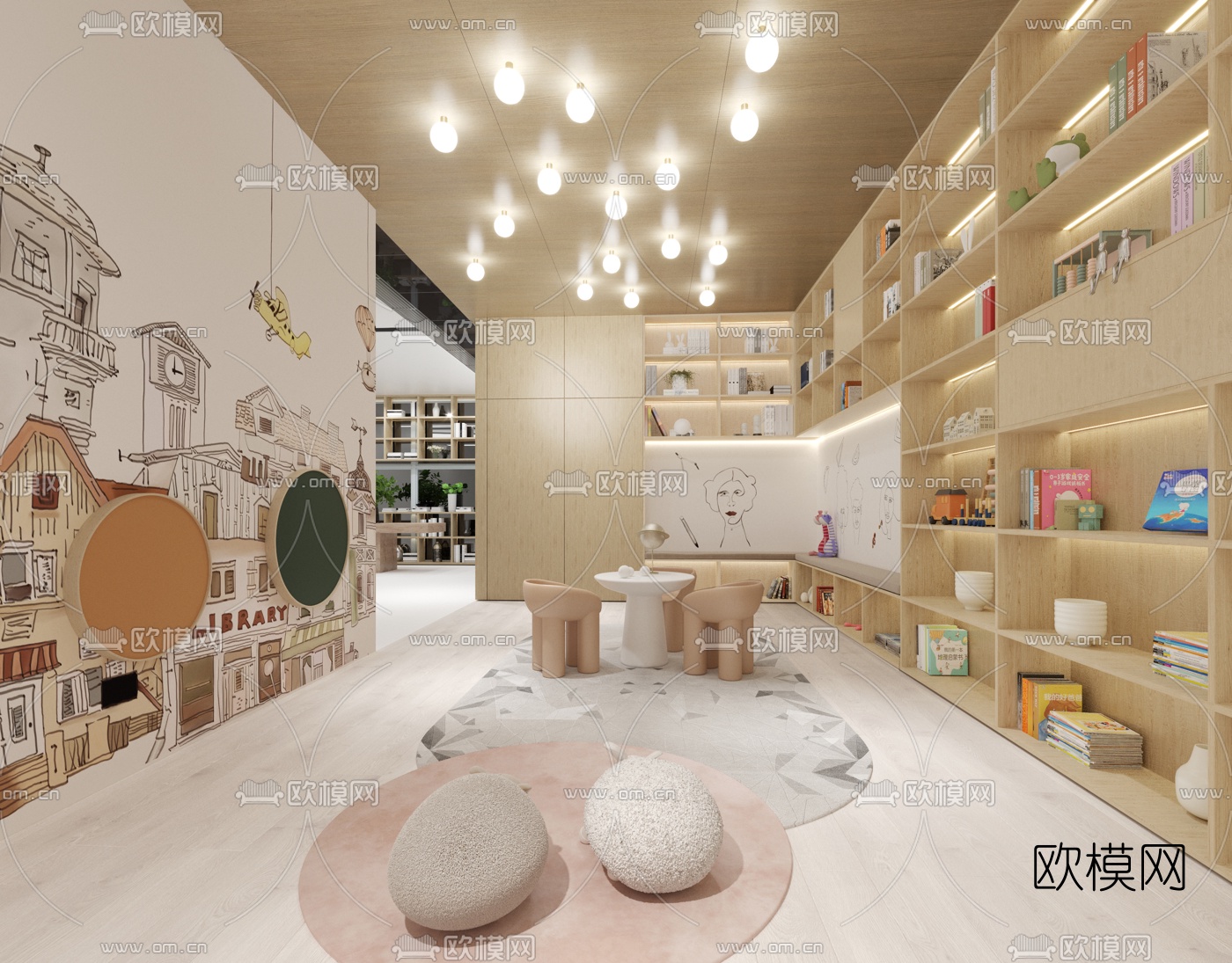 YSD原十设计 现代售楼处儿童休闲区3d模型下载（渲染图1）