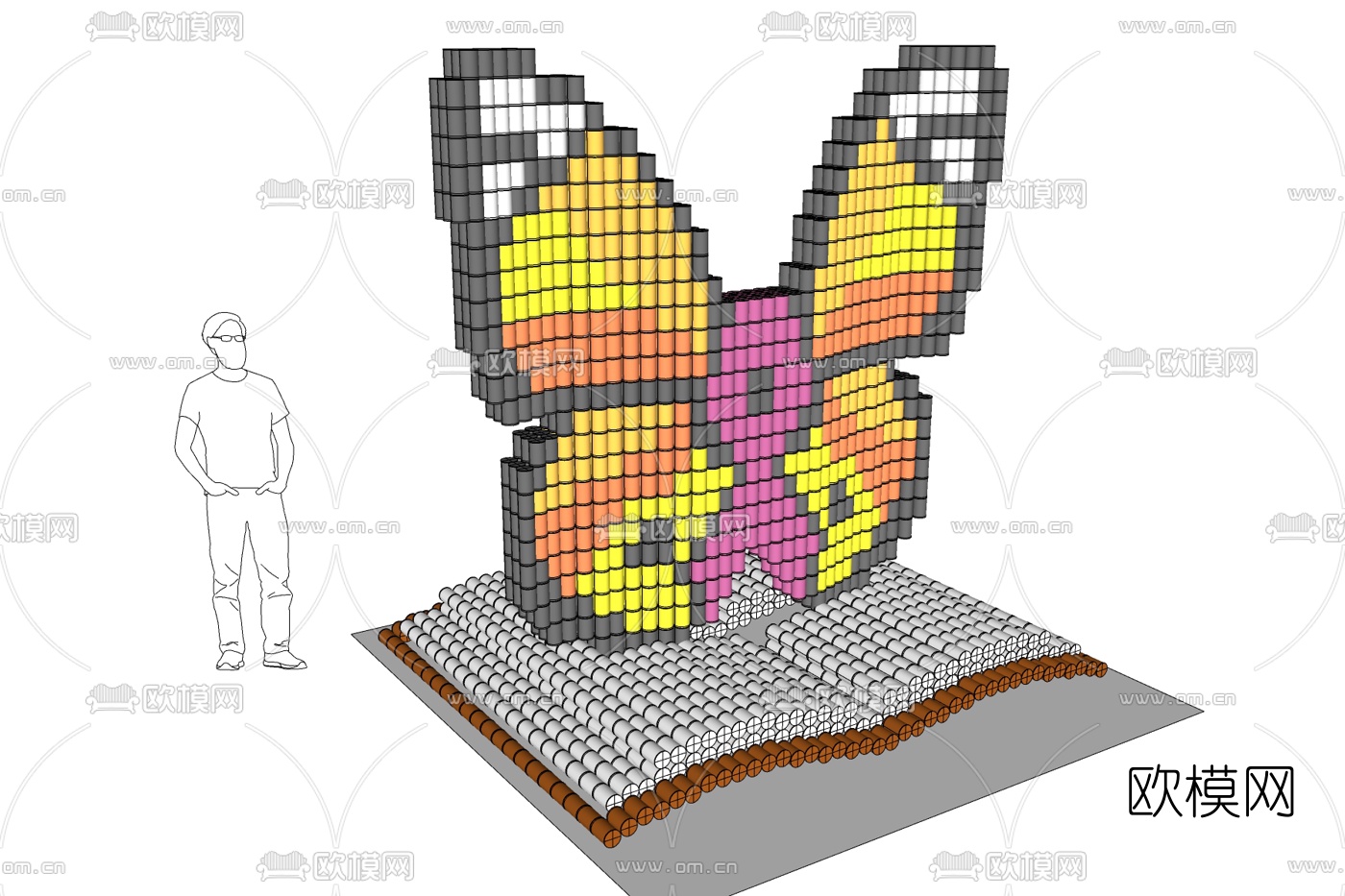 现代书本蝴蝶雕塑小品免费su模型下载