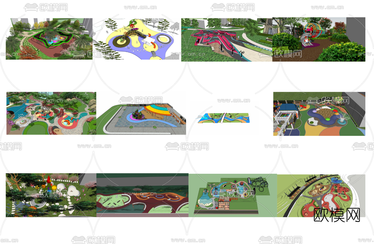 现代儿童游乐场su模型下载